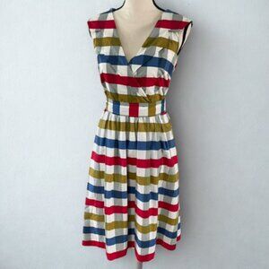 Maeve by Anthropologie Belted Wrap Dress - Size 6 - Multicolor Stripe - EUC